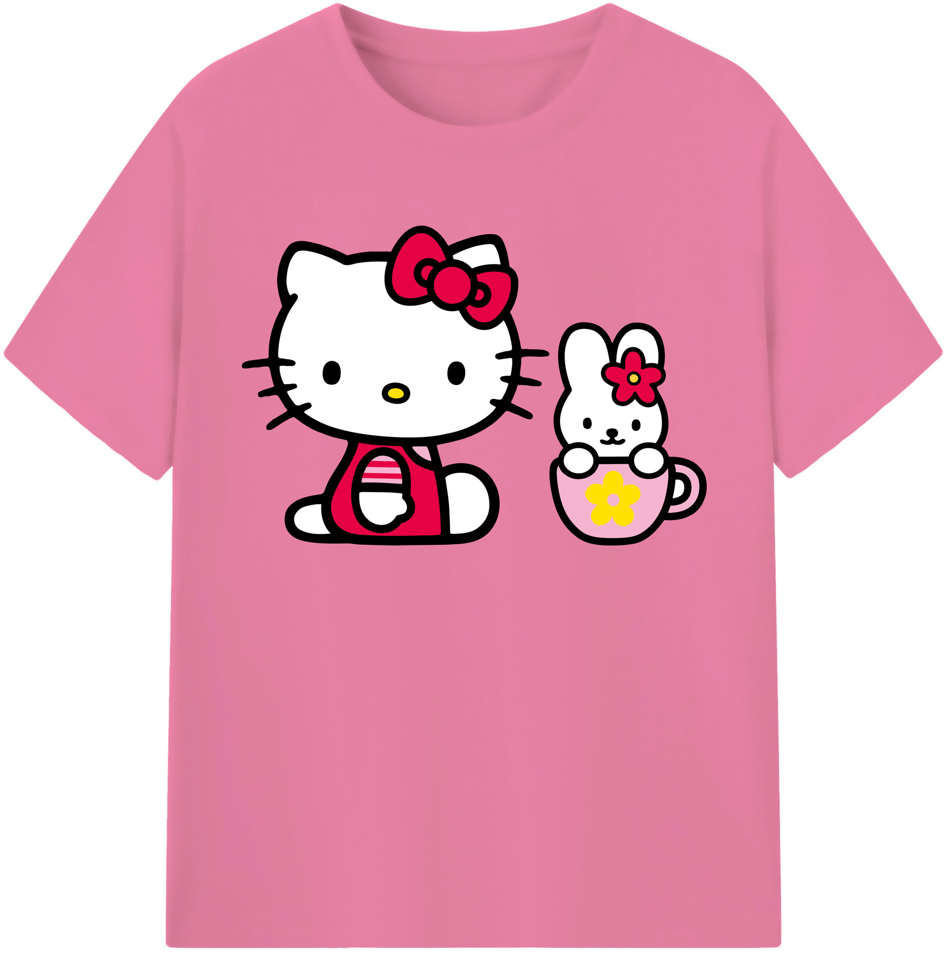 （画像用） Hello Kitty ハローキティ 綿100％半袖Tシャツ（フロントプリント）